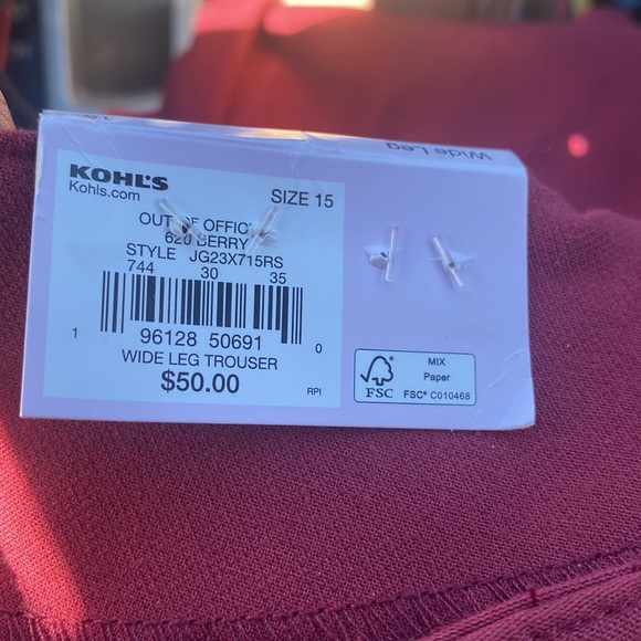 NWT SO Wide Leg High Rise Berry Dress Pants Size 15 - Picture 10 of 12